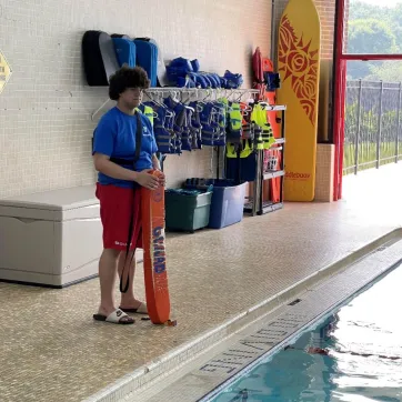 Life Guard watching pool